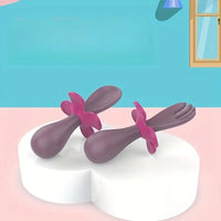 Ensemble de Fourchette et Cuillère d'Apprentissage pour Bébé en Silicone