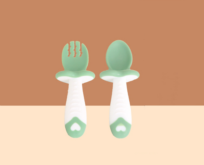 Ensemble de Cuillère et Fourchette pour Bébé avec Manche Court